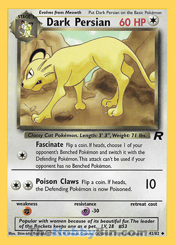 Dark Persian #42/82 Uncommon - Team Rocket Pokemon card
