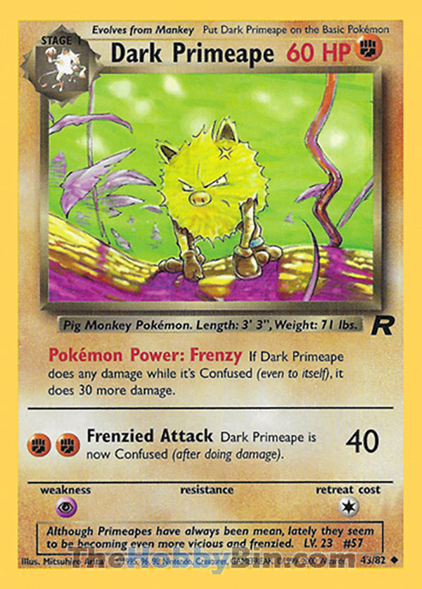 Dark Primeape #43/82 Uncommon - Team Rocket Pokemon card