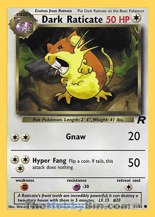 Dark Raticate #51/82 Common - Team Rocket Pokemon card
