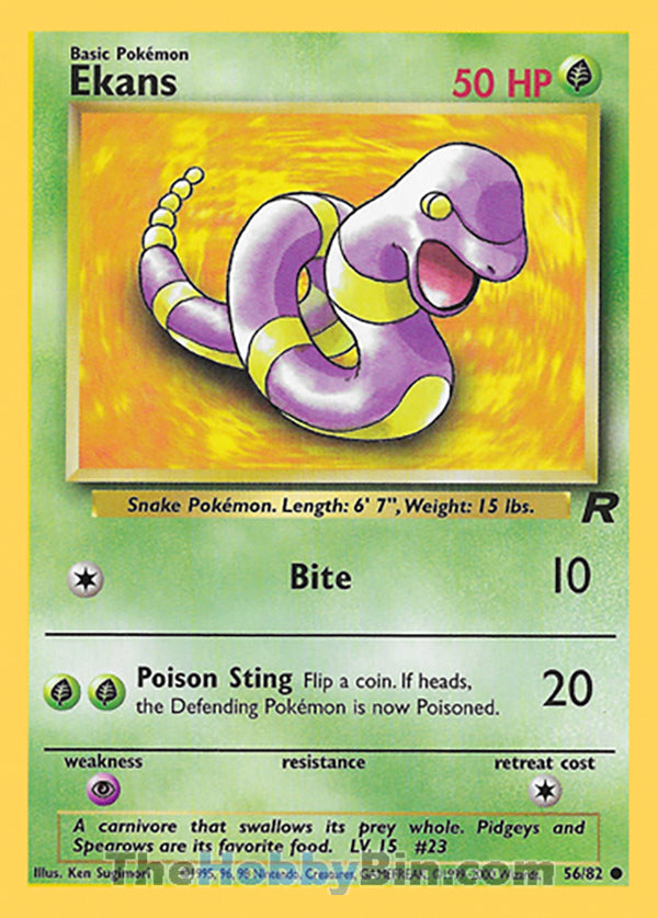 Ekans #56/82 Common - Team Rocket Pokemon card