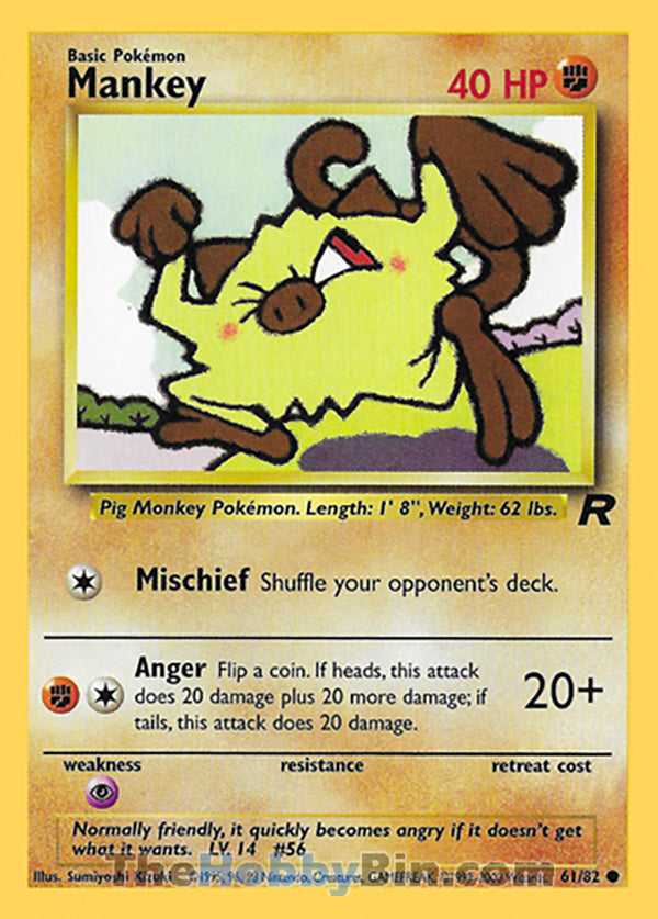 Mankey #61/82 Common - Team Rocket Pokemon card