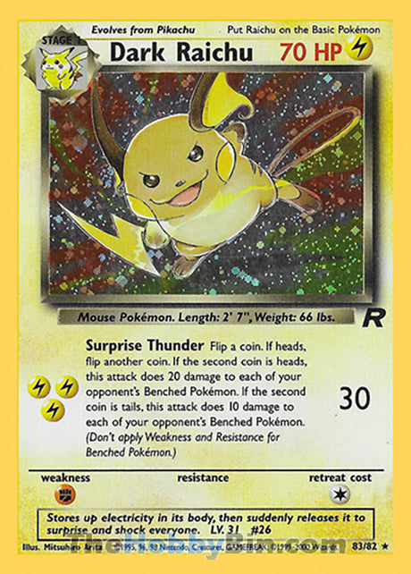 Dark Raichu Team Rocket Secret Rare #83/82