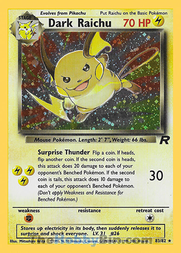 Dark Raichu #83/82 Secret Rare - Team Rocket Pokemon card