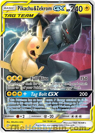 Pikachu & Zekrom GX Team Up Ultra Rare #33/181