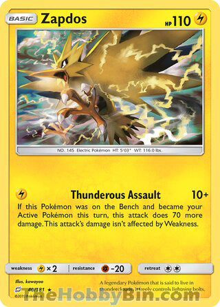 Zapdos Team Up Holo Rare #40/181