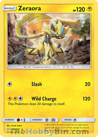 Zeraora #52/181 Holo Rare - Team Up Pokemon card