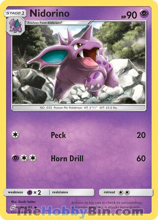 Nidorino #58/181 Uncommon - Team Up Pokemon card