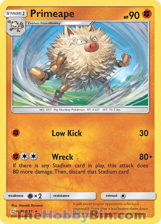 Primeape #72/181 Rare - Team Up Pokemon card