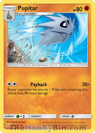 Pupitar #80/181 Uncommon - Team Up Pokemon card