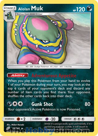 Alolan Muk #84/181 Rare - Team Up Pokemon card