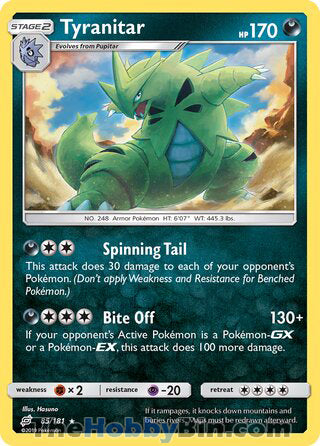 Tyranitar #85/181 Holo Rare - Team Up Pokemon card