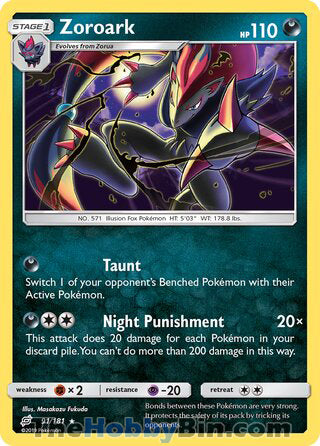 Zoroark #91/181 Holo Rare - Team Up Pokemon card