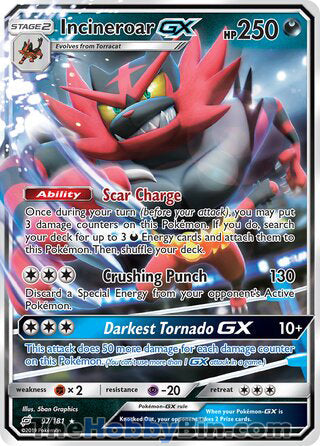 Incineroar GX #97/181 Ultra Rare - Team Up Pokemon card