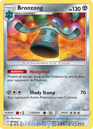 Bronzong #101/181 Rare - Team Up Pokemon card