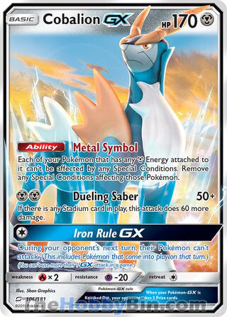 Cobalion GX #106/181 Ultra Rare - Team Up Pokemon card
