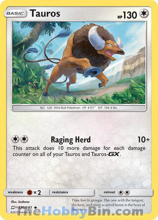 Tauros #129/181 Uncommon - Team Up Pokemon card