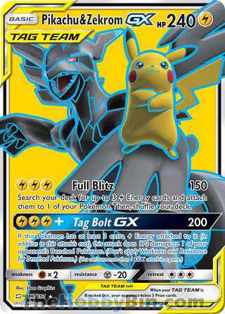 Pikachu & Zekrom GX Team Up Ultra Rare #162/181