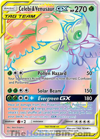 0182 Celebi &amp; Venusaur GX Secret Rare Team Up