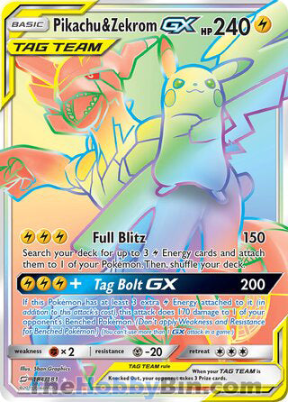 Pikachu & Zekrom GX #184/181 Secret Rare - Team Up Pokemon card