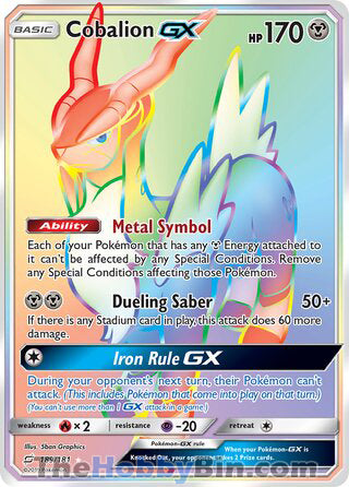 Cobalion GX #189/181 Secret Rare - Team Up Pokemon card