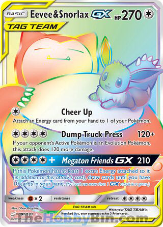 Eevee & Snorlax GX #191/181 Secret Rare - Team Up Pokemon card