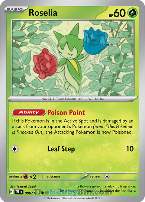 Roselia #8/162 Common - Temporal Forces Pokemon card