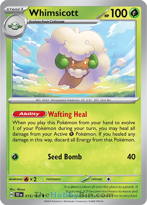 Whimsicott #15/162 Rare - Temporal Forces Pokemon card