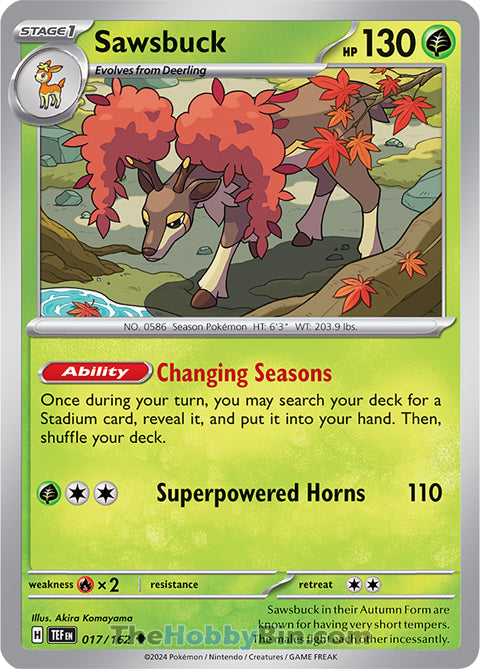 Sawsbuck #17/162 Uncommon - Temporal Forces Pokemon card