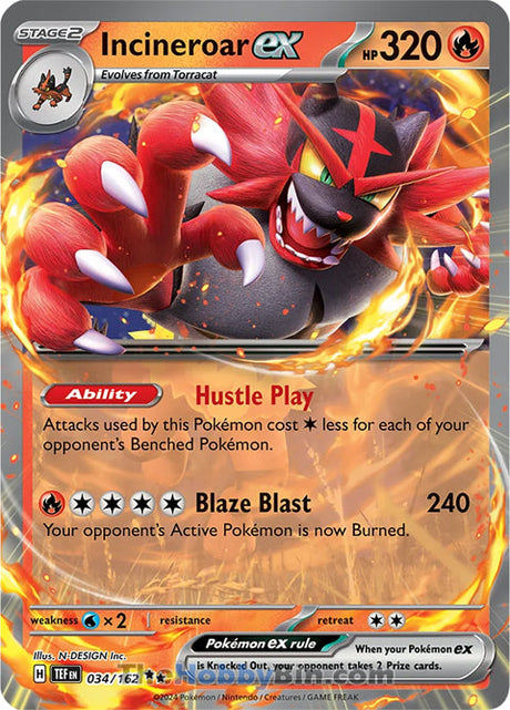 Incineroar ex Temporal Forces Double Rare #034/162