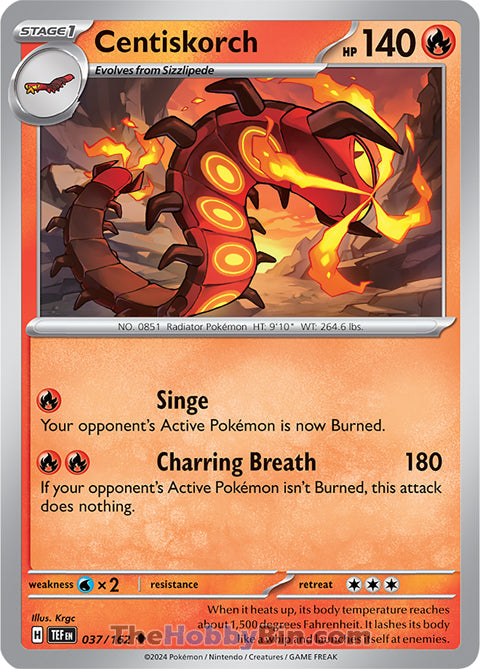 Centiskorch #37/162 Uncommon - Temporal Forces Pokemon card