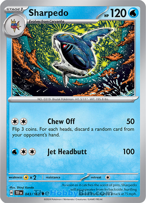 Sharpedo #43/162 Uncommon - Temporal Forces Pokemon card