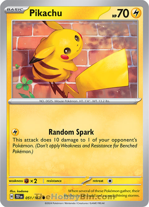 Pikachu #51/162 Common - Temporal Forces Pokemon card