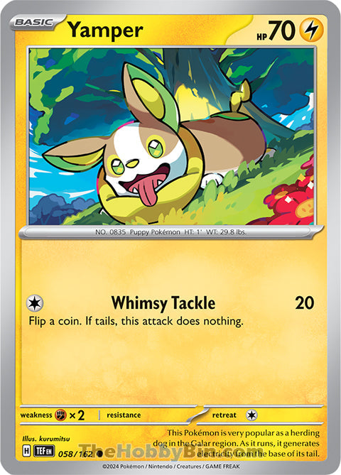 Yamper #58/162 Common - Temporal Forces Pokemon card