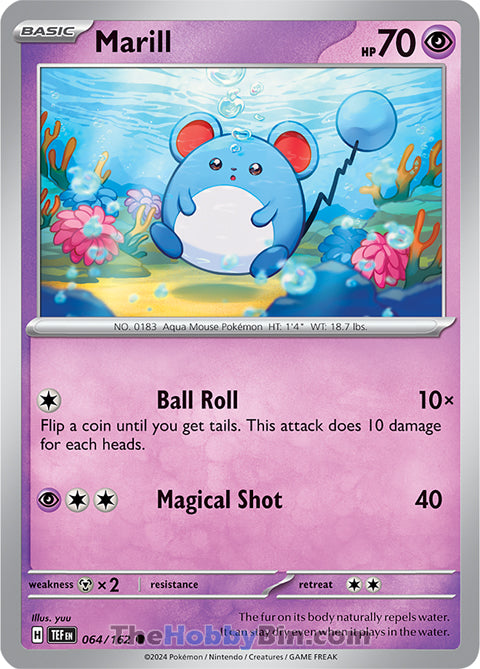 Marill #64/162 Common - Temporal Forces Pokemon card