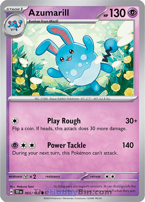 Azumarill #65/162 Common - Temporal Forces Pokemon card