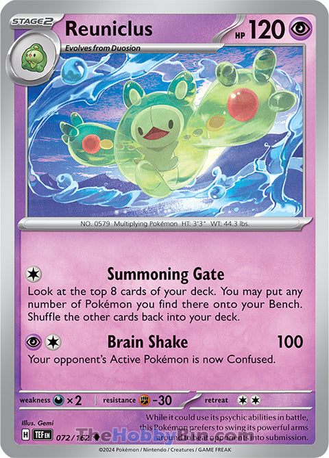 Reuniclus #72/162 Uncommon - Temporal Forces Pokemon card