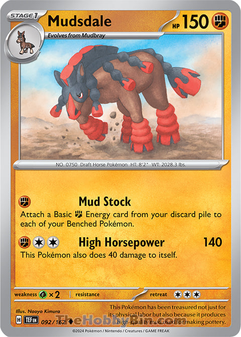 Mudsdale #92/162 Uncommon - Temporal Forces Pokemon card