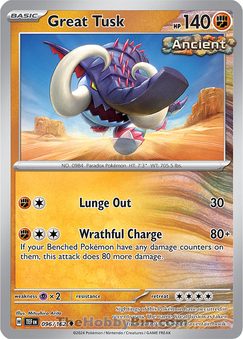 Great Tusk #96/162 Uncommon - Temporal Forces Pokemon card
