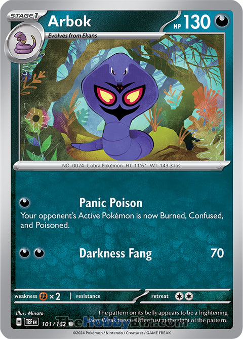 Arbok #101/162 Common - Temporal Forces Pokemon card