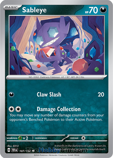 Sableye #107/162 Uncommon - Temporal Forces Pokemon card