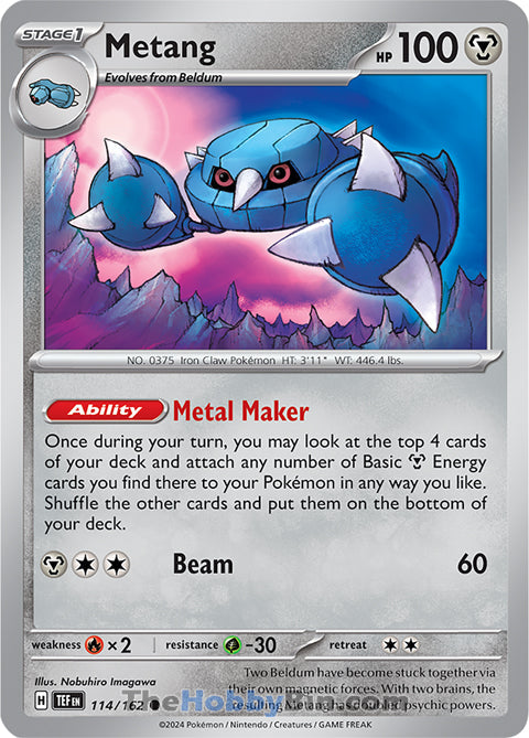 Metang #114/162 Common - Temporal Forces Pokemon card