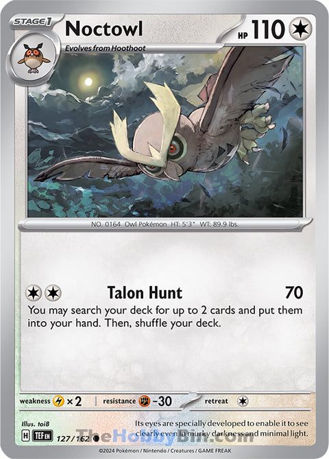 Noctowl #127/162 Common - Temporal Forces Pokemon card