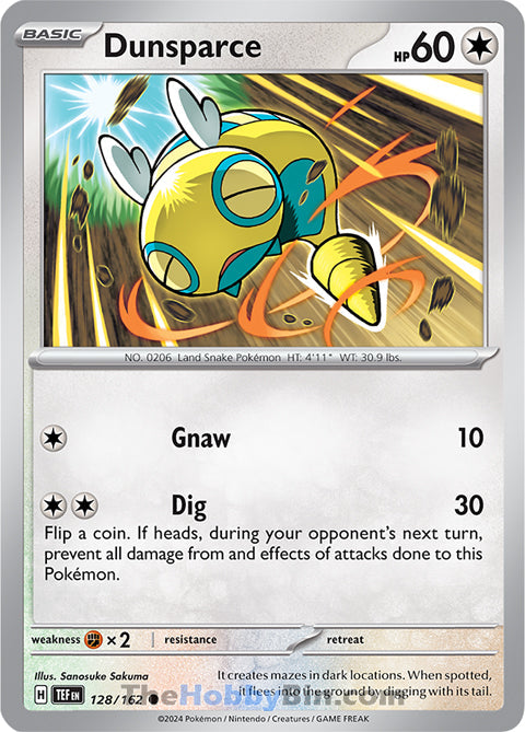 Dunsparce #128/162 Common - Temporal Forces Pokemon card