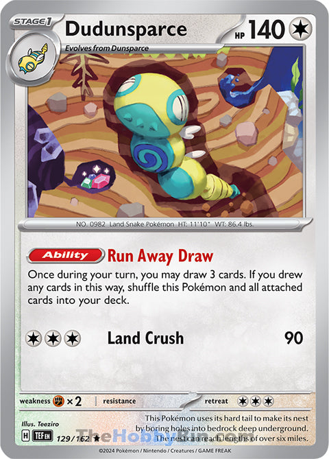 Dudunsparce #129/162 Rare - Temporal Forces Pokemon card