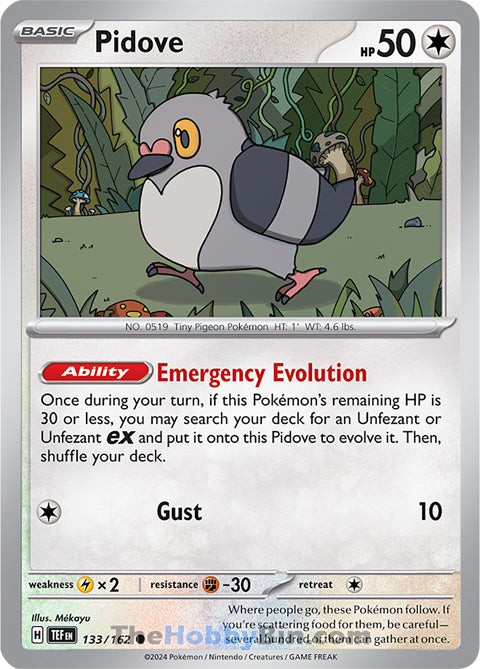 Pidove #133/162 Common - Temporal Forces Pokemon card