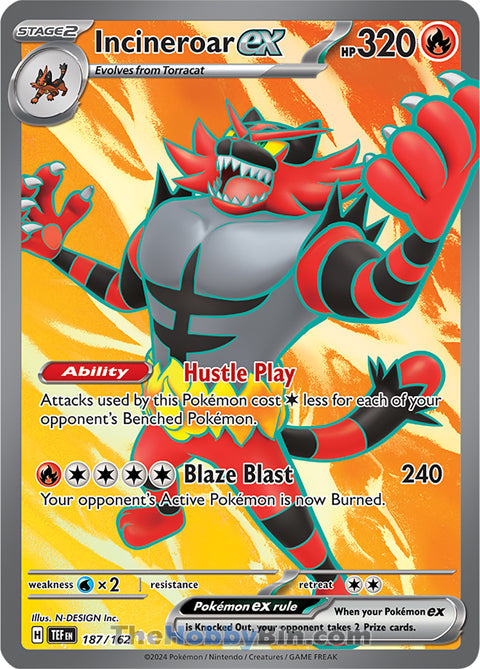 Incineroar ex #187/162 Ultra Rare - Temporal Forces Pokemon card