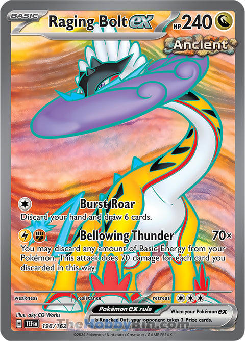 Raging Bolt ex #196/162 Ultra Rare - Temporal Forces Pokemon card