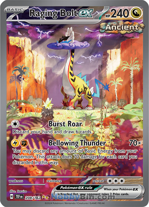 Raging Bolt ex #208/162 Special Illustration Rare - Temporal Forces Pokemon card