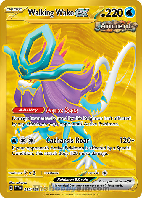 Walking Wake ex #215/162 Hyper Rare - Temporal Forces Pokemon card