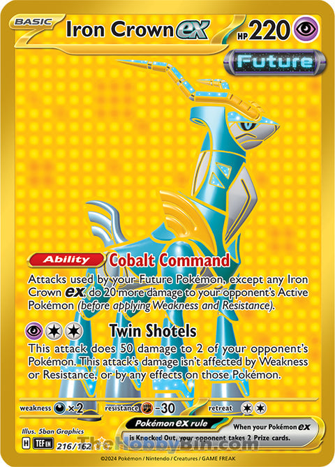 Iron Crown ex #216/162 Hyper Rare - Temporal Forces Pokemon card